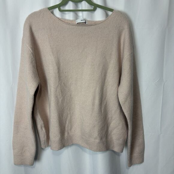 Mango Slouchy Cozy Boat-Neck Sweater Warm Wool Blend Women XL Cozy Ballet Pink - Picture 1 of 7